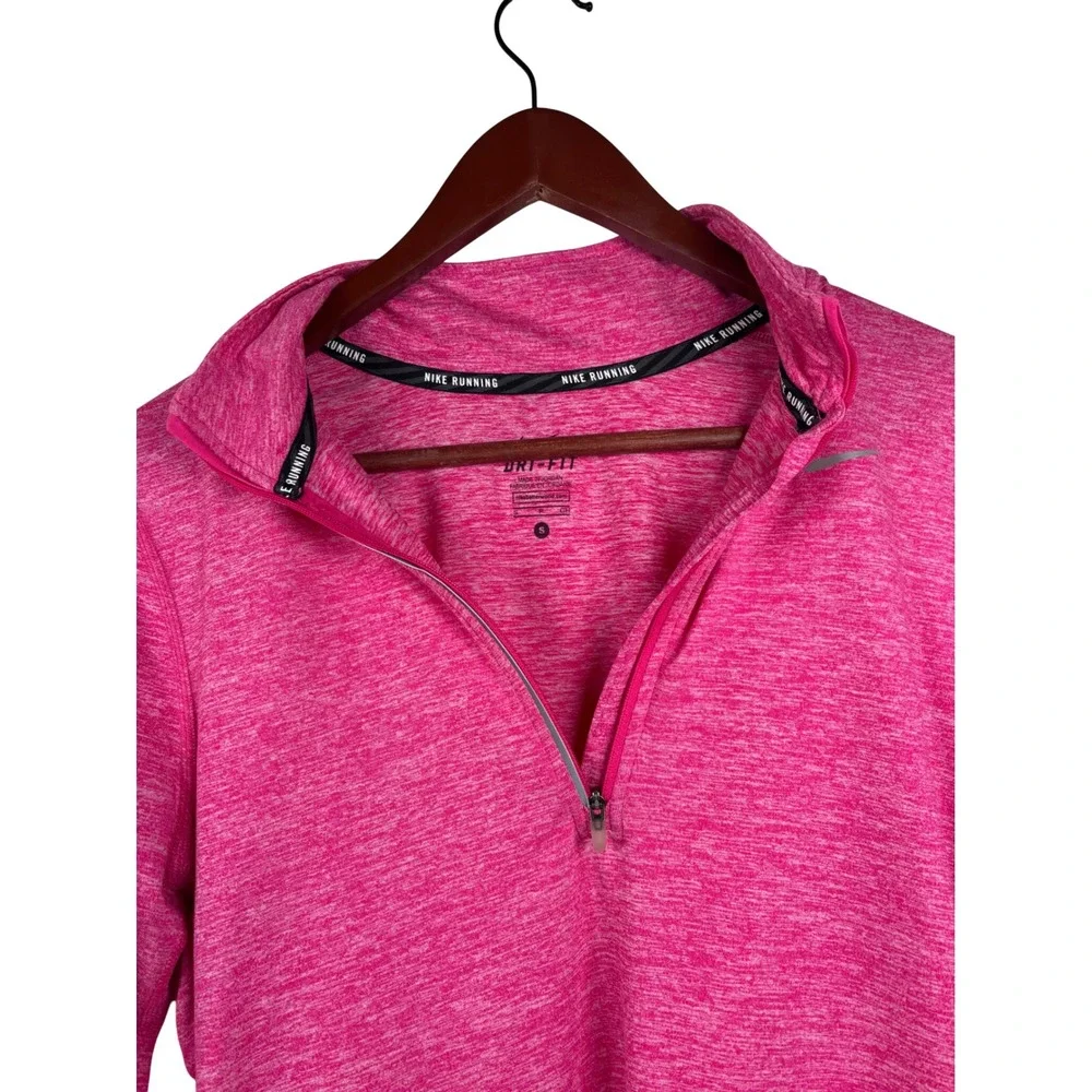 Nike Dri-Fit Pink Heathered Womens Small Long Sleeve Running‎ Quarter Zip Top